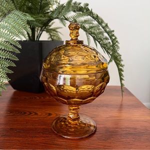 Viking Glass Georgian Amber Lidded Candy Dish